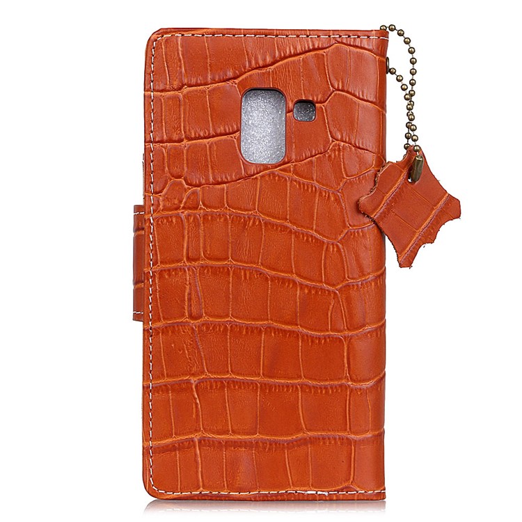 Crocodile Texture Genuine Leather Mobile Case Cover for Samsung Galaxy A8 Plus (2018) - Brown-2