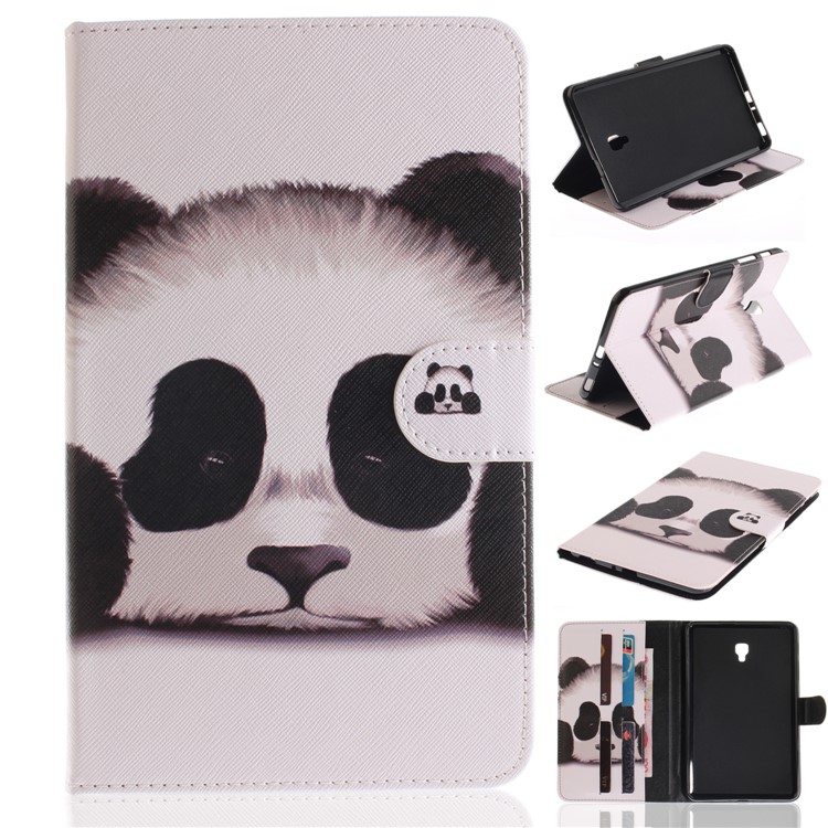 Pattern Printing PU Leather Wallet Stand Case for Samsung Galaxy Tab A 8.0 (2017) SM-T385 - Adorable Panda-1