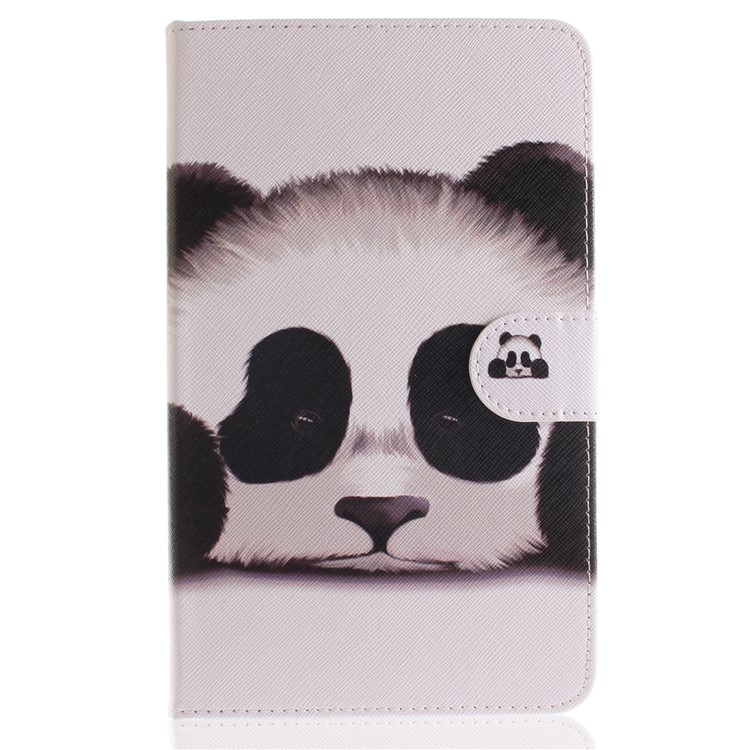 Pattern Printing PU Leather Wallet Stand Case for Samsung Galaxy Tab A 8.0 (2017) SM-T385 - Adorable Panda-2