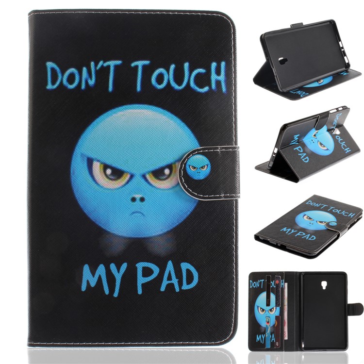 Pattern Printing PU Leather Wallet Stand Cover for Samsung Galaxy Tab A 8.0 (2017) SM-T385 - Angry Face Do Not Touch My Pad-1