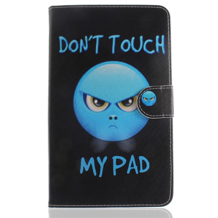 Pattern Printing PU Leather Wallet Stand Cover for Samsung Galaxy Tab A 8.0 (2017) SM-T385 - Angry Face Do Not Touch My Pad-2