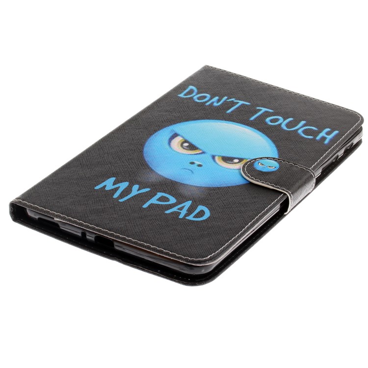 Pattern Printing PU Leather Wallet Stand Cover for Samsung Galaxy Tab A 8.0 (2017) SM-T385 - Angry Face Do Not Touch My Pad-4