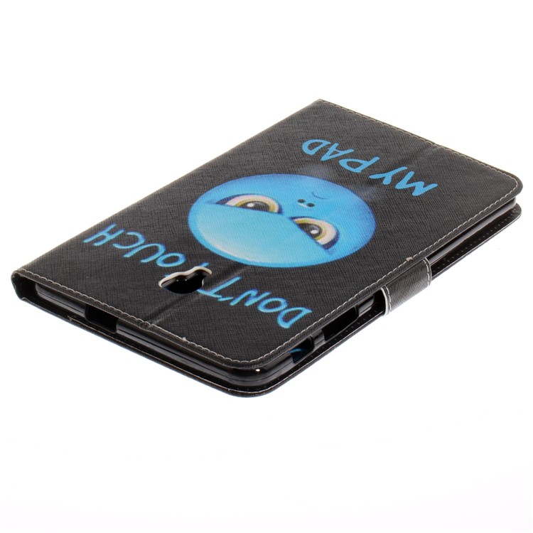 Pattern Printing PU Leather Wallet Stand Cover for Samsung Galaxy Tab A 8.0 (2017) SM-T385 - Angry Face Do Not Touch My Pad-5