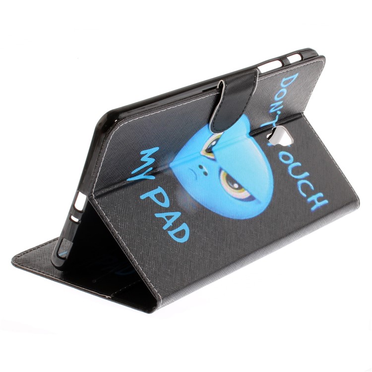 Pattern Printing PU Leather Wallet Stand Cover for Samsung Galaxy Tab A 8.0 (2017) SM-T385 - Angry Face Do Not Touch My Pad-7