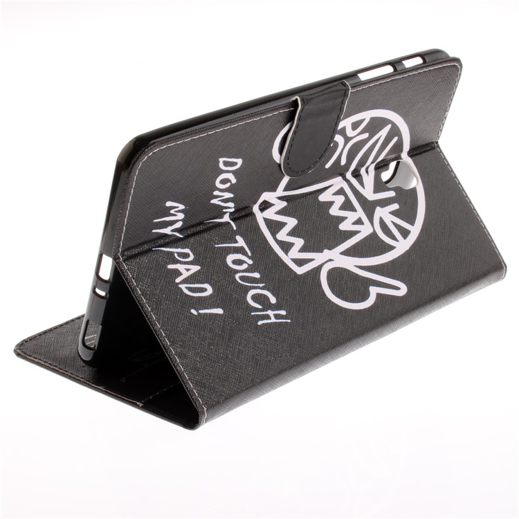 Pattern Printing PU Leather Wallet Stand Shell for Samsung Galaxy Tab A 8.0 (2017) SM-T385 - Do Not Touch My Pad-7