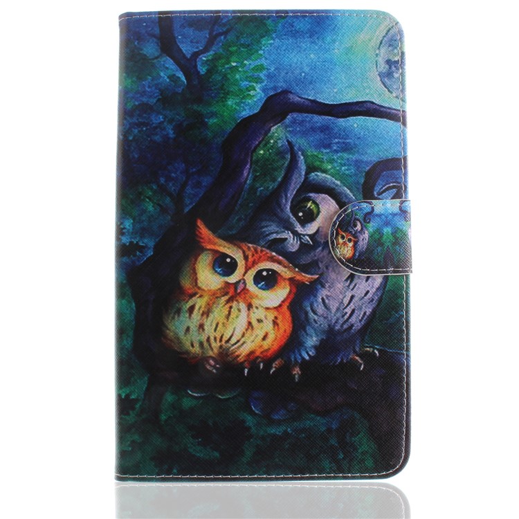 Pattern Printing PU Leather Wallet Tablet Cover with Stand for Samsung Galaxy Tab A 8.0 (2017) SM-T385 - Owl Pattern-2