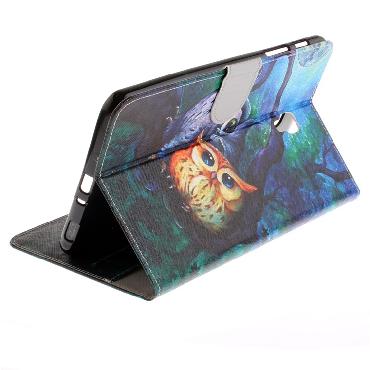 Pattern Printing PU Leather Wallet Tablet Cover with Stand for Samsung Galaxy Tab A 8.0 (2017) SM-T385 - Owl Pattern-7