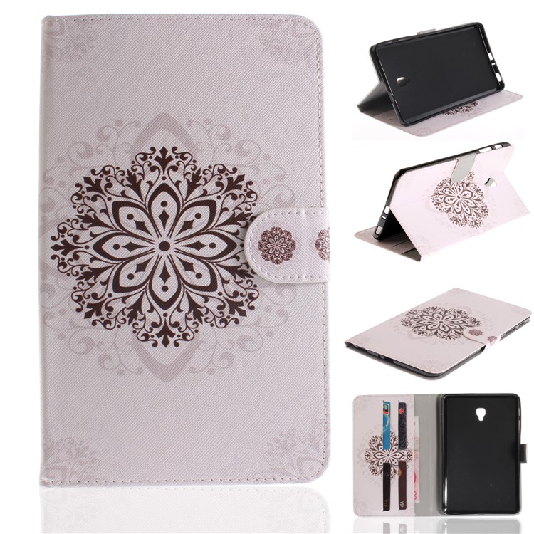 Pattern Printing PU Leather Wallet Tablet Shell with Stand for Samsung Galaxy Tab A 8.0 (2017) SM-T385 - Mandala Pattern-1