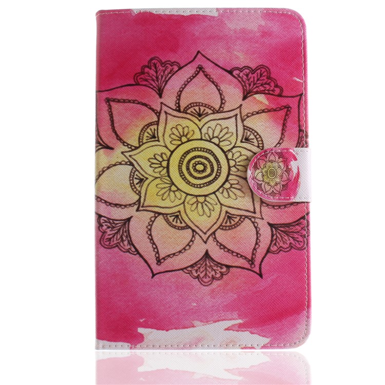 Pattern Printing PU Leather Wallet Case Cover for Samsung Galaxy Tab A 8.0 (2017) SM-T385 - Henna Lotus-2