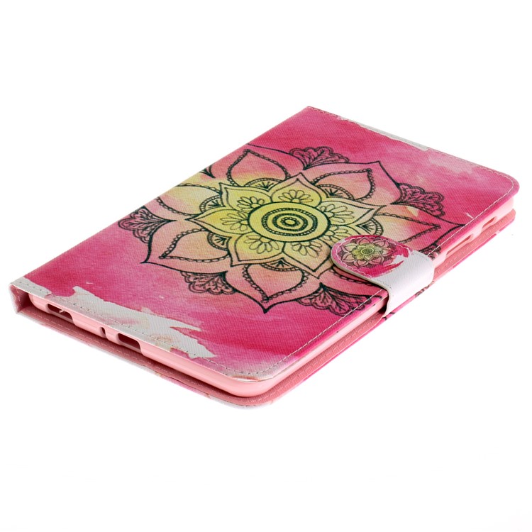 Pattern Printing PU Leather Wallet Case Cover for Samsung Galaxy Tab A 8.0 (2017) SM-T385 - Henna Lotus-4