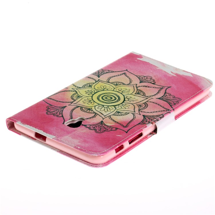 Pattern Printing PU Leather Wallet Case Cover for Samsung Galaxy Tab A 8.0 (2017) SM-T385 - Henna Lotus-5