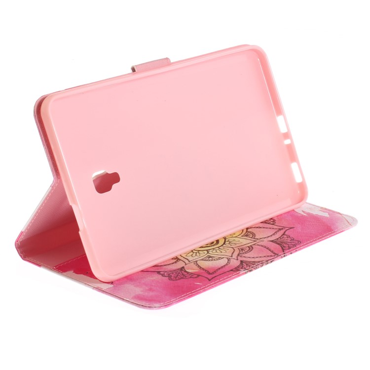 Pattern Printing PU Leather Wallet Case Cover for Samsung Galaxy Tab A 8.0 (2017) SM-T385 - Henna Lotus-6
