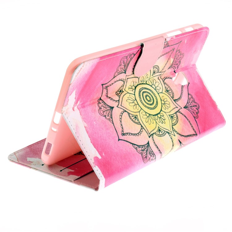 Pattern Printing PU Leather Wallet Case Cover for Samsung Galaxy Tab A 8.0 (2017) SM-T385 - Henna Lotus-7