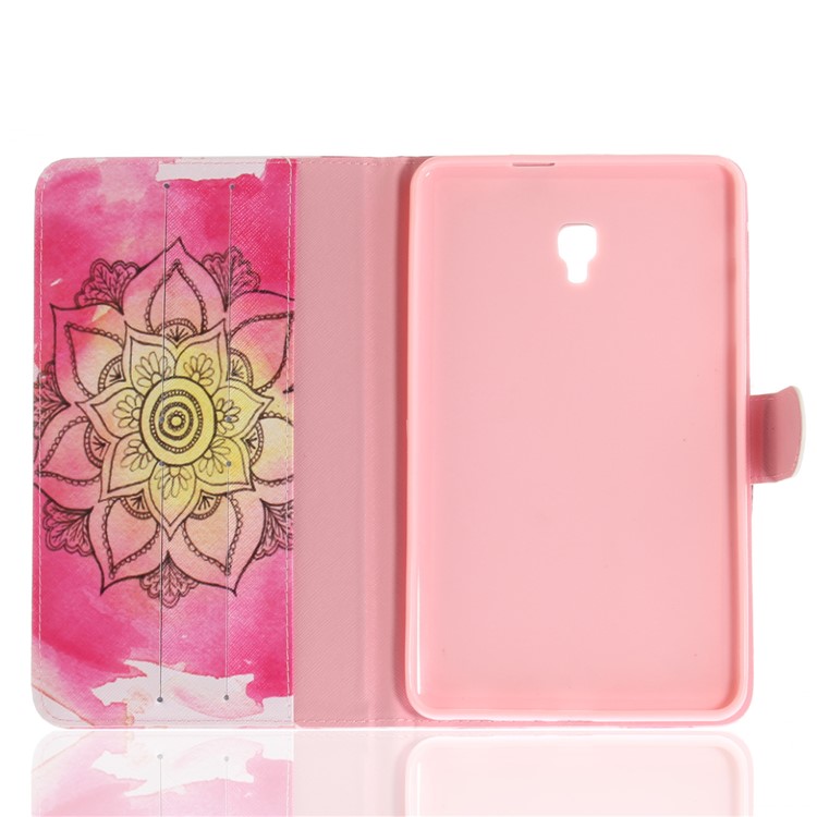 Pattern Printing PU Leather Wallet Case Cover for Samsung Galaxy Tab A 8.0 (2017) SM-T385 - Henna Lotus-9