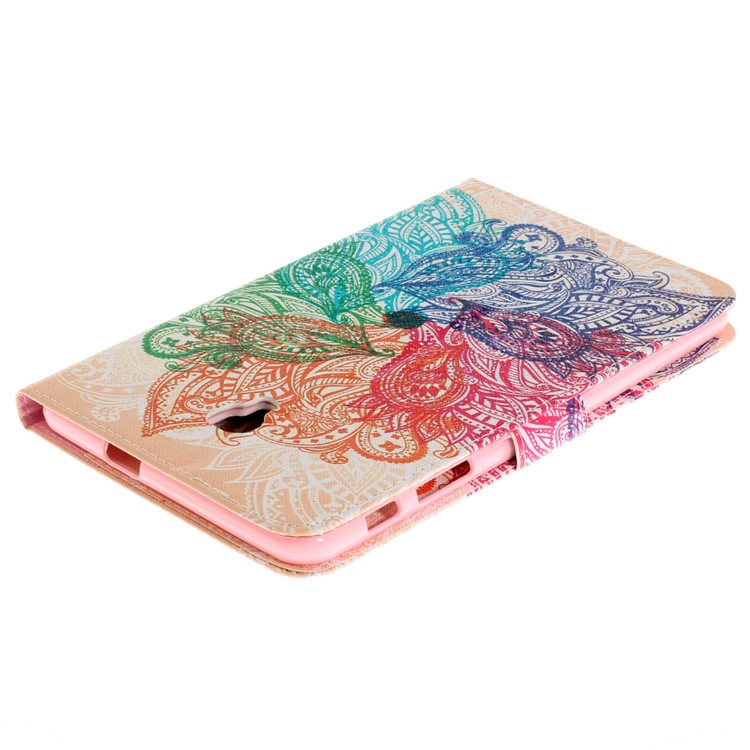 Pattern Printing PU Leather Cover Shell with Card Slots for Samsung Galaxy Tab A 8.0 (2017) SM-T385 - Paisley Flower Pattern-5