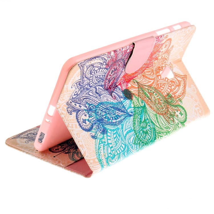 Pattern Printing PU Leather Cover Shell with Card Slots for Samsung Galaxy Tab A 8.0 (2017) SM-T385 - Paisley Flower Pattern-7