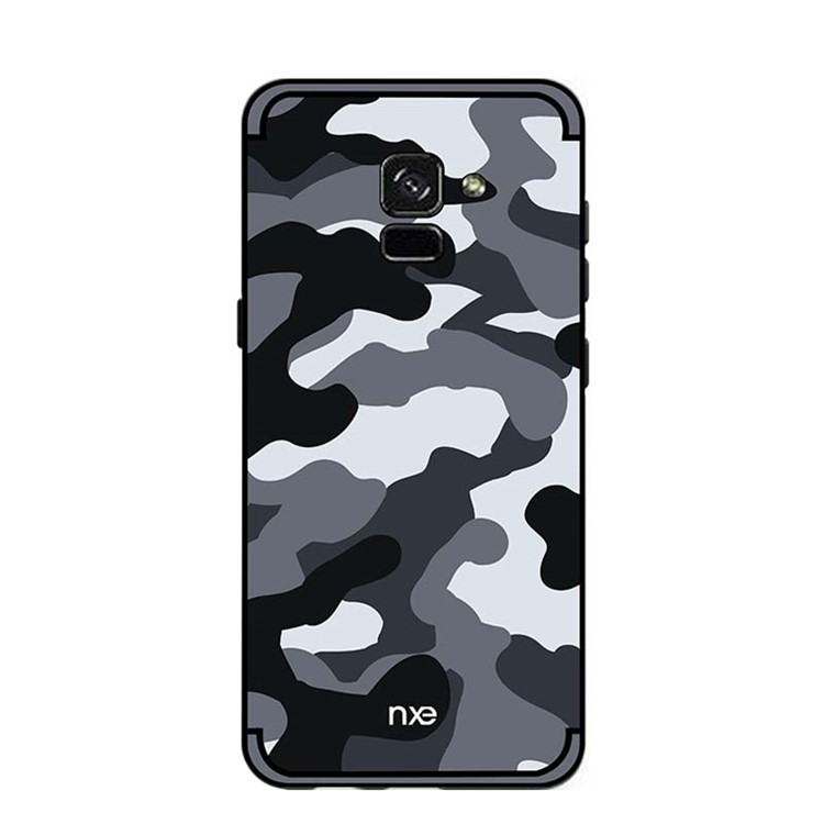 NXE Camouflage PC + TPU Hybrid Back Case for Samsung Galaxy A8 (2018) with Kickstand - Grey-2