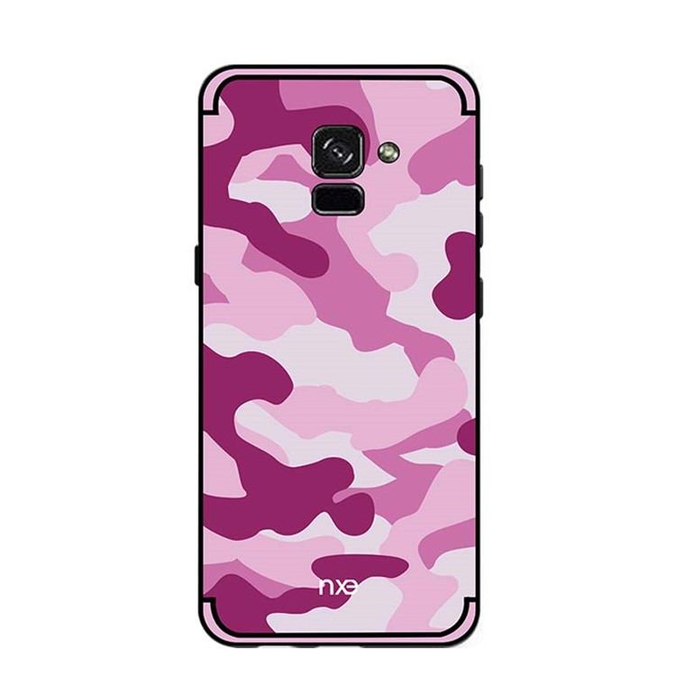 NXE Camouflage PC + TPU Hybrid Case Cover for Samsung Galaxy A8 (2018) with Kickstand - Rose-2