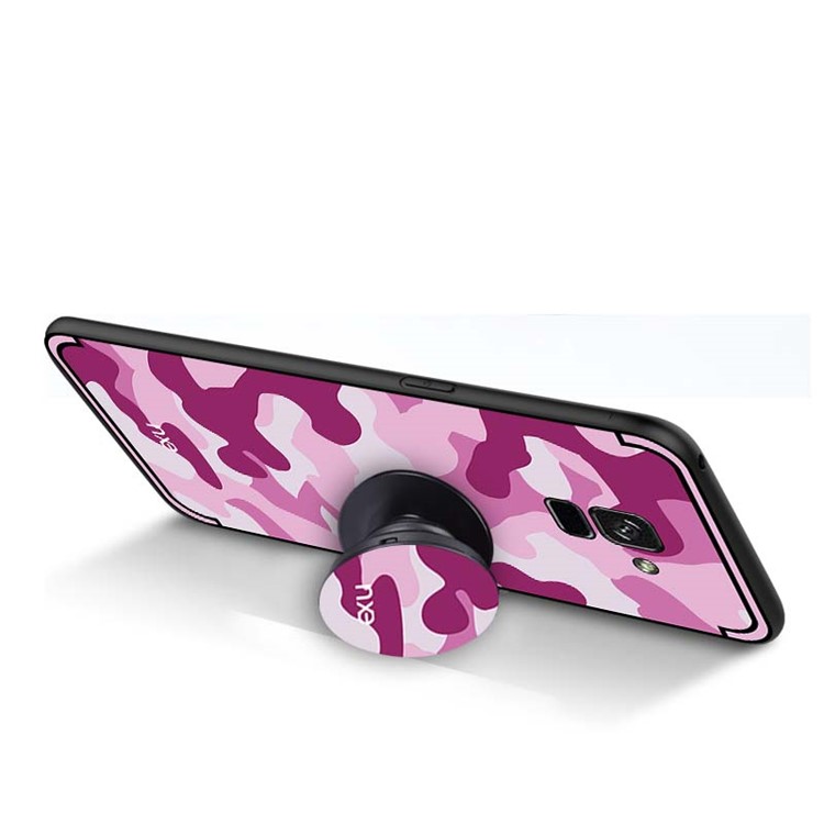 NXE Camouflage PC + TPU Hybrid Case Cover for Samsung Galaxy A8 (2018) with Kickstand - Rose-5