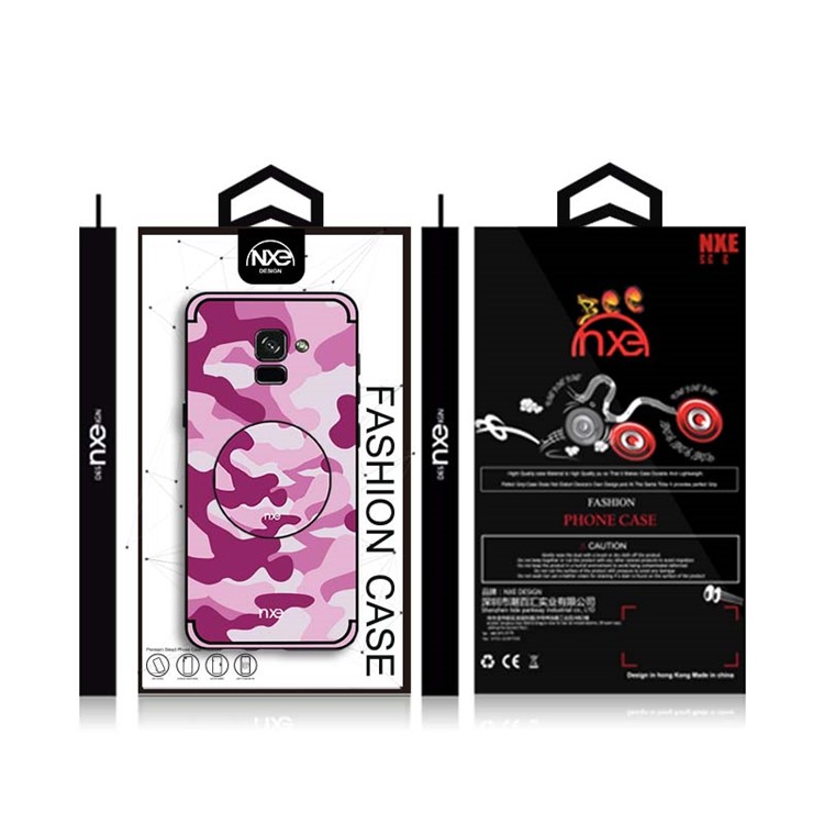 NXE Camouflage PC + TPU Hybrid Case Cover for Samsung Galaxy A8 (2018) with Kickstand - Rose-6