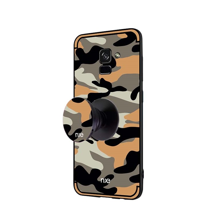 NXE Camouflage PC + TPU Hybrid Phone Shell for Samsung Galaxy A8 (2018) with Kickstand - Orange-4