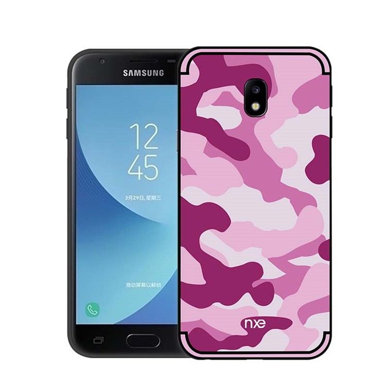 NXE Camouflage Kickstand PC TPU Hybrid Cover for Samsung Galaxy J3 (2017) EU Version/J3 Pro (2017) - Pink-1