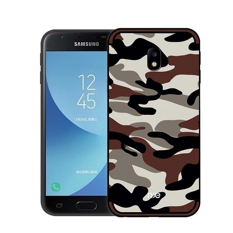 NXE Camouflage Kickstand PC TPU Cover Protector for Samsung Galaxy J3 (2017) EU Version/J3 Pro (2017) - Coffee-1