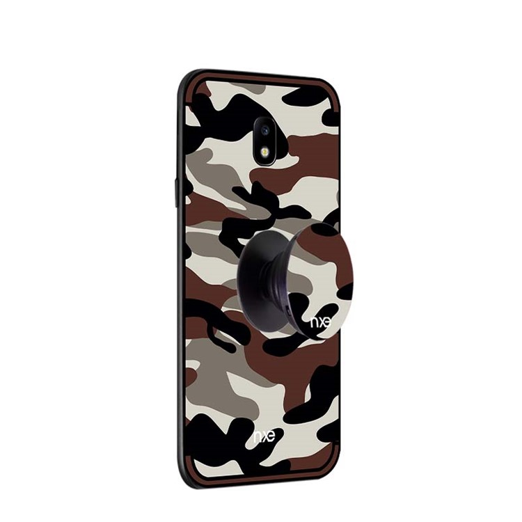 NXE Camouflage Kickstand PC TPU Cover Protector for Samsung Galaxy J3 (2017) EU Version/J3 Pro (2017) - Coffee-4