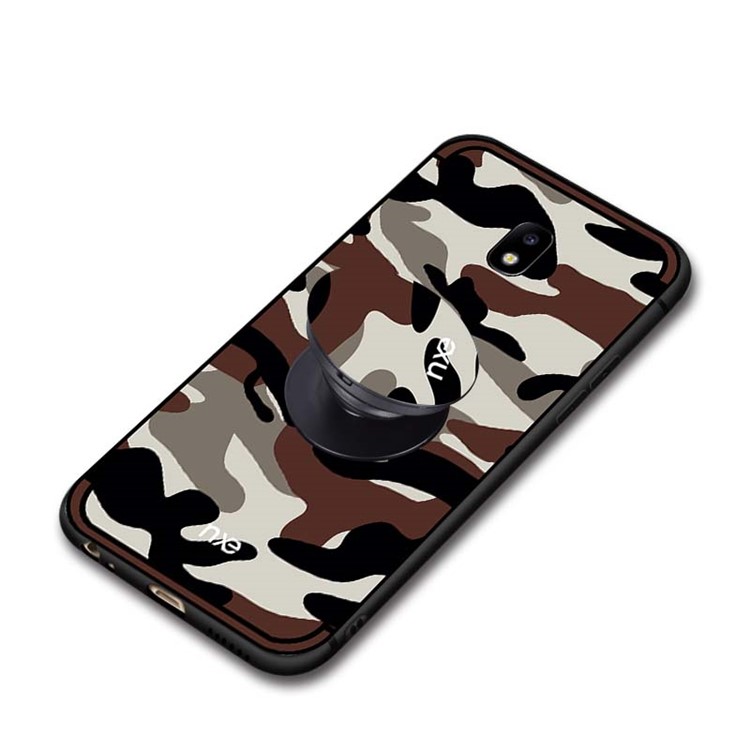 NXE Camouflage Kickstand PC TPU Cover Protector for Samsung Galaxy J3 (2017) EU Version/J3 Pro (2017) - Coffee-5