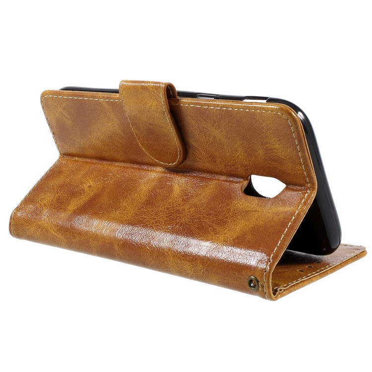 Premium Vintage Style PU Leather Wallet Cover Case for Samsung Galaxy J5 (2017) EU Version/J5 Pro (2017) - Brown-5