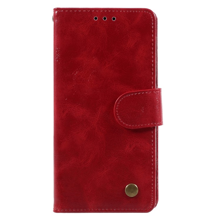 Premium Vintage Style PU Leather Wallet Stand Case for Samsung Galaxy J7 Pro (2017) / J7 (2017) EU Version - Red-3