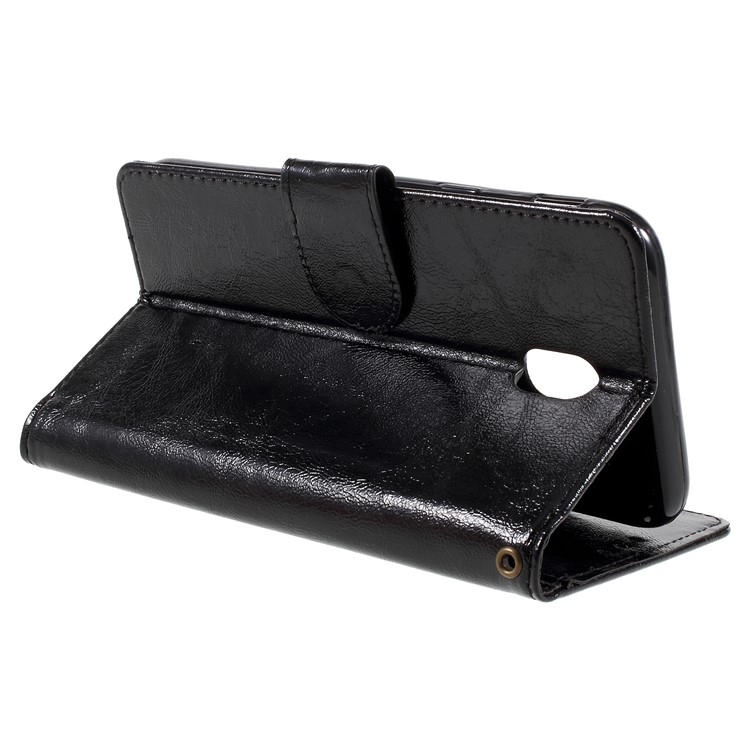 Premium Vintage Style PU Leather Wallet Stand Cover for Samsung Galaxy J7 Pro (2017) / J7 (2017) EU Version - Black-5