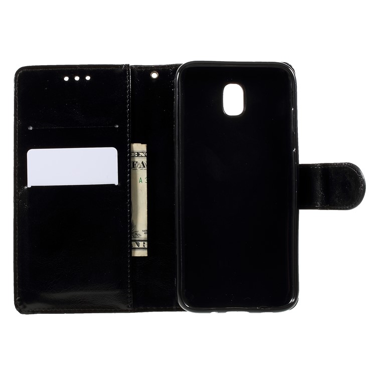Premium Vintage Style PU Leather Wallet Stand Cover for Samsung Galaxy J7 Pro (2017) / J7 (2017) EU Version - Black-6