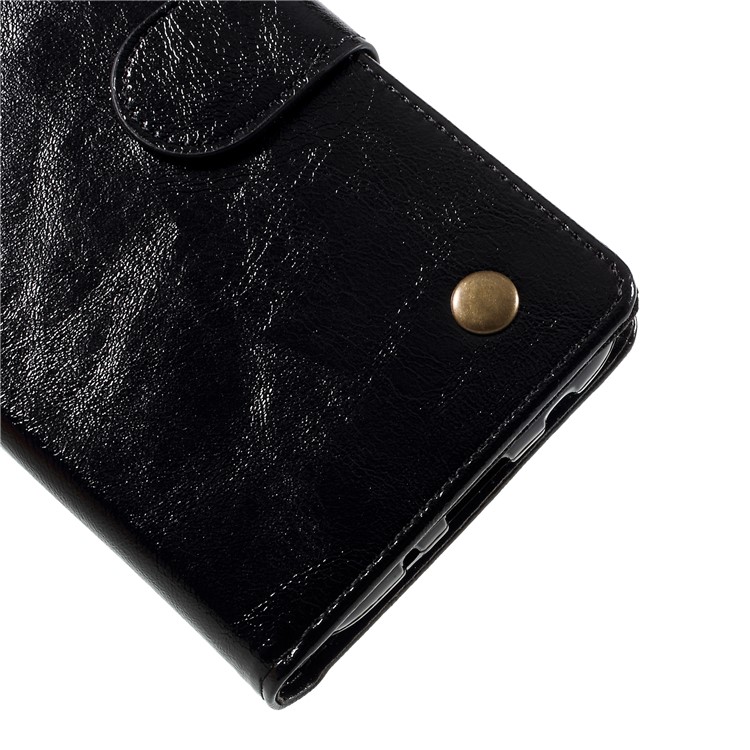 Premium Vintage Style PU Leather Wallet Stand Cover for Samsung Galaxy J7 Pro (2017) / J7 (2017) EU Version - Black-7