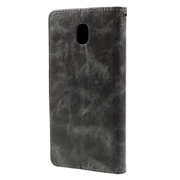 Premium Vintage Style PU Leather Wallet Cover Shell for Samsung Galaxy J7 Pro (2017) / J7 (2017) EU Version - Grey-2