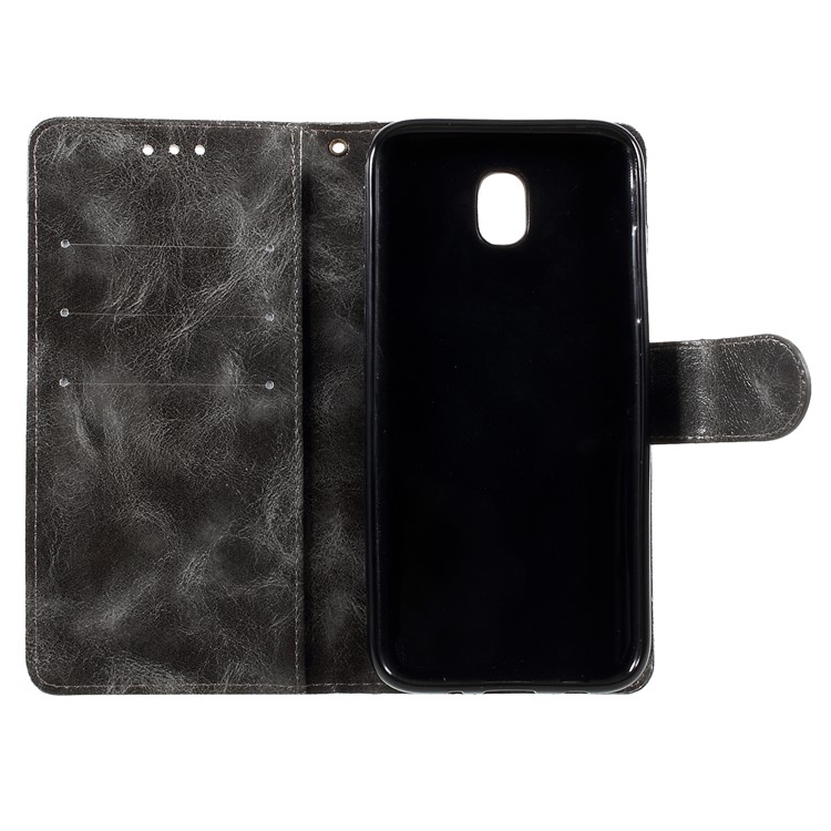 Premium Vintage Style PU Leather Wallet Cover Shell for Samsung Galaxy J7 Pro (2017) / J7 (2017) EU Version - Grey-6