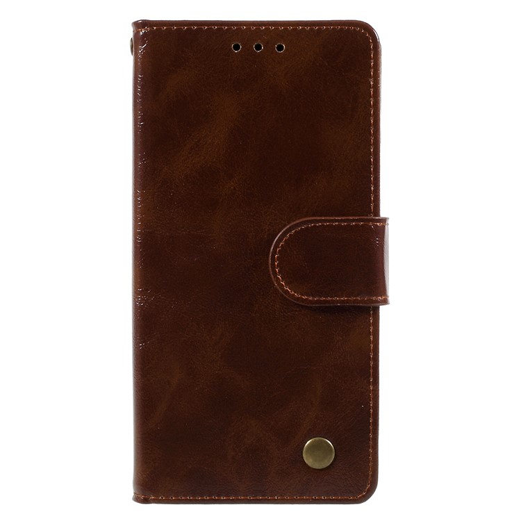 Premium Vintage Style Leather Wallet Phone Case with Stand for Samsung Galaxy J7 Pro (2017) / J7 (2017) EU Version - Coffee-1