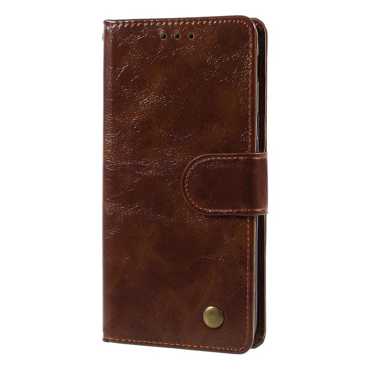 Premium Vintage Style Leather Wallet Phone Case with Stand for Samsung Galaxy J7 Pro (2017) / J7 (2017) EU Version - Coffee-3