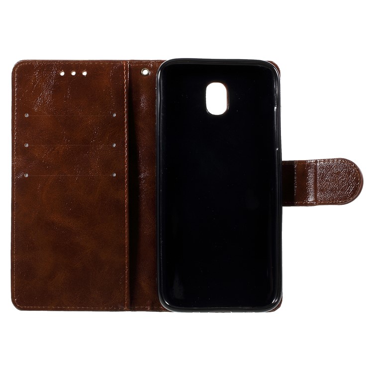 Premium Vintage Style Leather Wallet Phone Case with Stand for Samsung Galaxy J7 Pro (2017) / J7 (2017) EU Version - Coffee-6