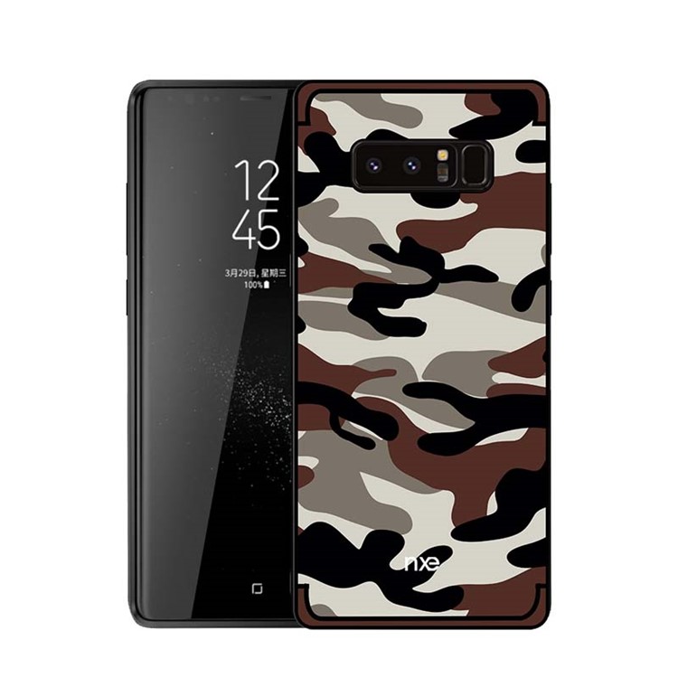 NXE Camouflage PC + TPU Hybrid Mobile Phone Case Shell with Kickstand for Samsung Galaxy Note 8 N950 - Coffee-1