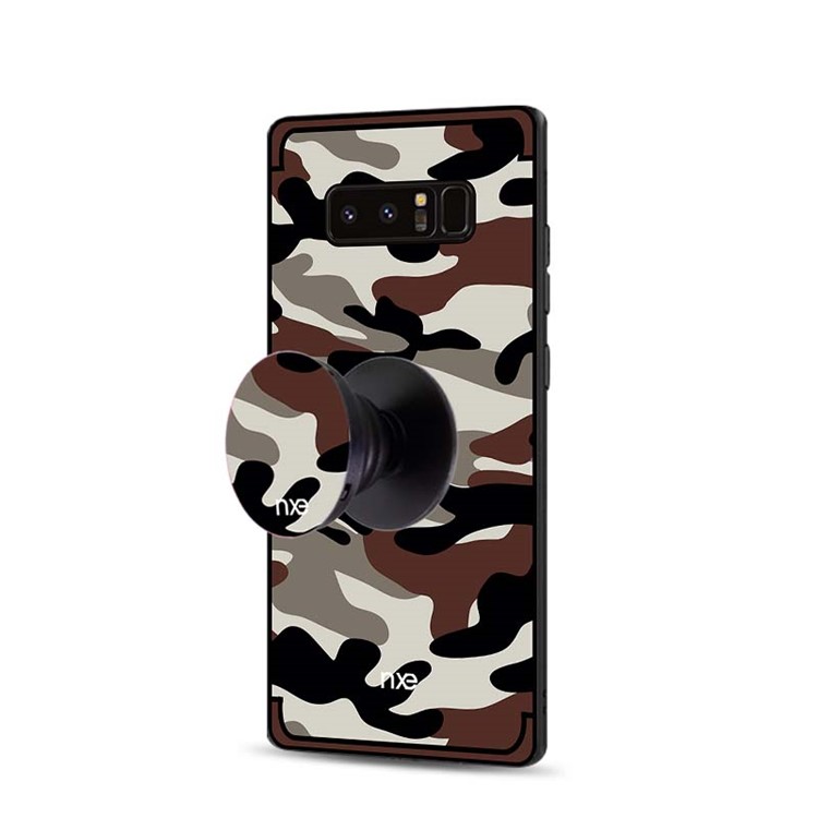 NXE Camouflage PC + TPU Hybrid Mobile Phone Case Shell with Kickstand for Samsung Galaxy Note 8 N950 - Coffee-3
