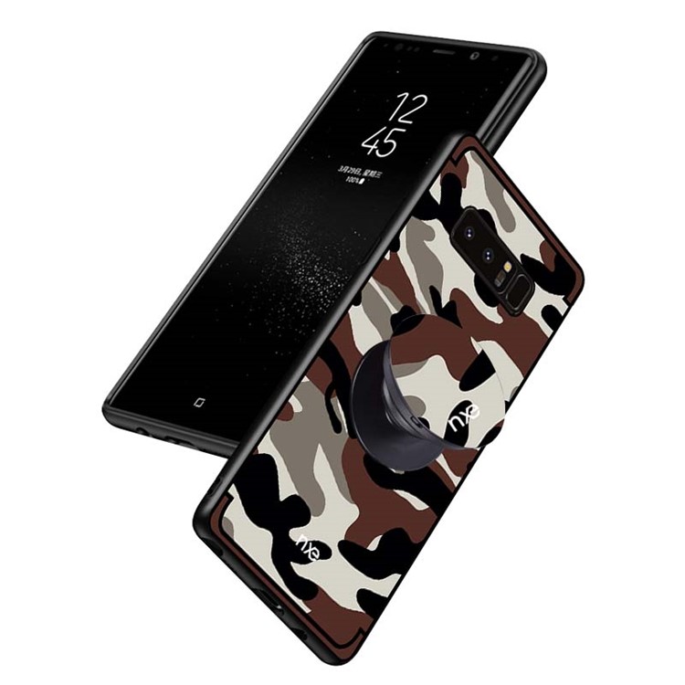 NXE Camouflage PC + TPU Hybrid Mobile Phone Case Shell with Kickstand for Samsung Galaxy Note 8 N950 - Coffee-4