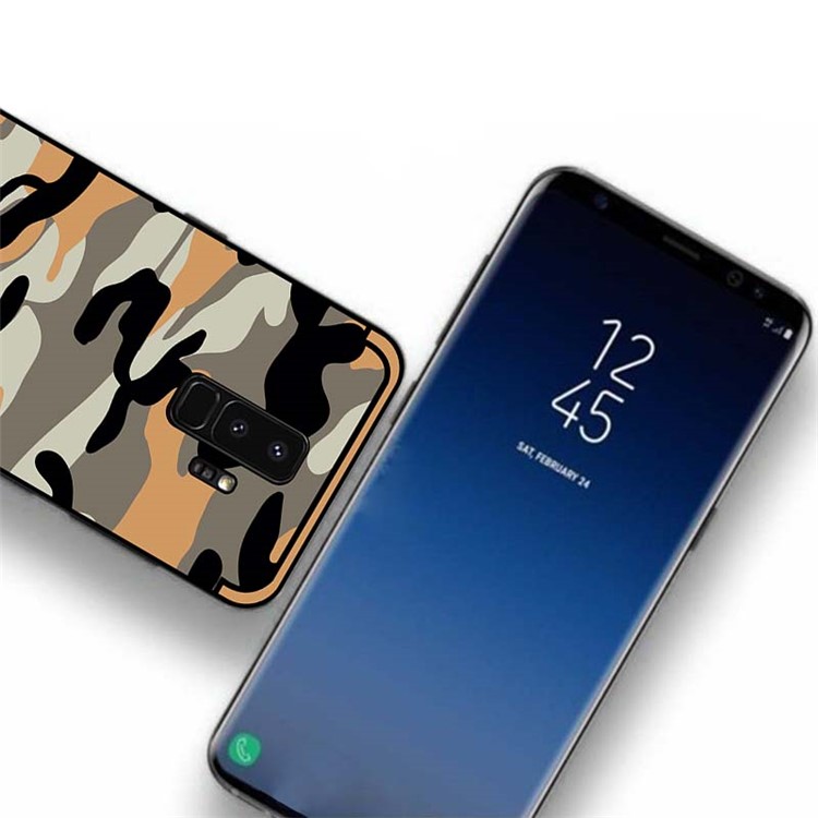 NXE Camouflage Series TPU + PC Hybrid Back Shell with Expanding Mount for Samsung Galaxy S9+ G965 - Light Yellow-4
