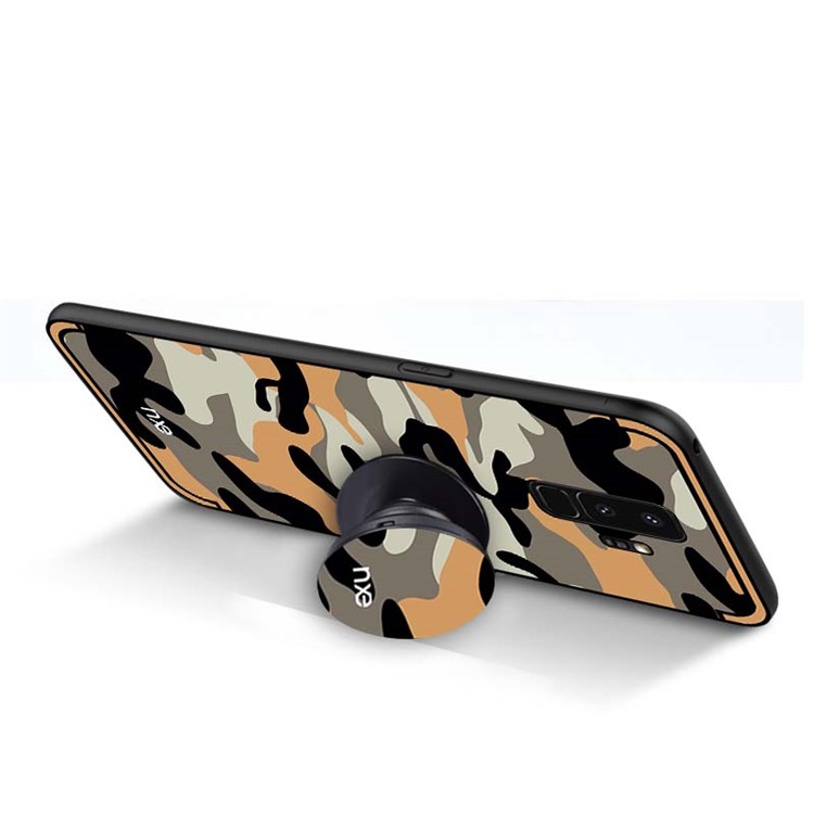 NXE Camouflage Series TPU + PC Hybrid Back Shell with Expanding Mount for Samsung Galaxy S9+ G965 - Light Yellow-5