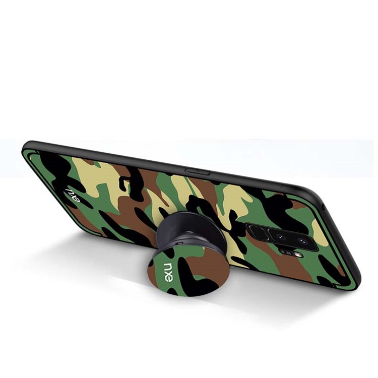 NXE Camouflage Series TPU + PC Hybrid Mobile Phone Case with Expanding Mount for Samsung Galaxy S9+ G965 - Army Green-5