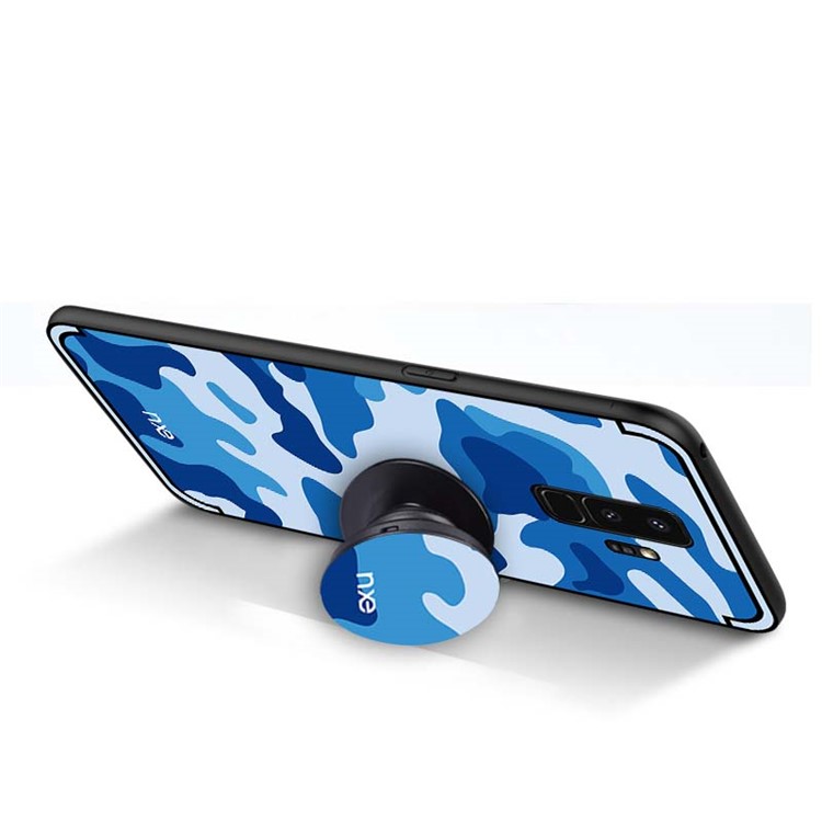 NXE Camouflage Series TPU + PC Hybrid Mobile Phone Cover with Expanding Mount for Samsung Galaxy S9 Plus - Blue-5