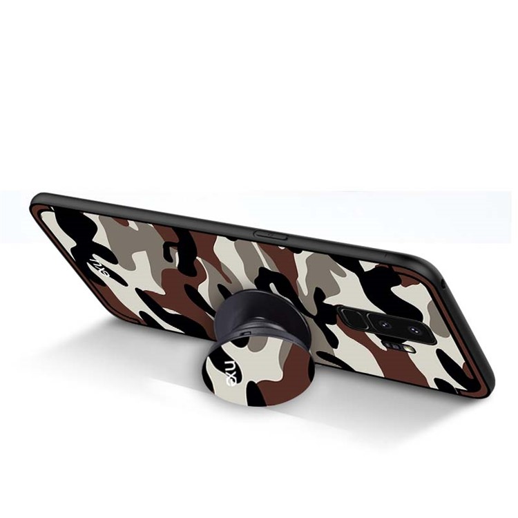 NXE Camouflage Series TPU + PC Hybrid Cell Phone Case with Expanding Mount for Samsung Galaxy S9 Plus - Brown-5