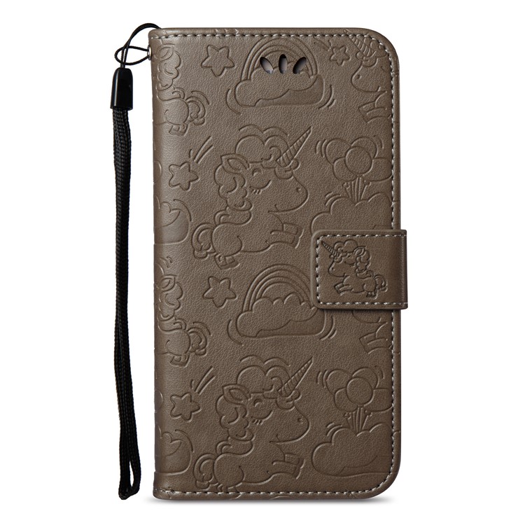 Imprint Unicorn Cloud Wallet Leather Cover for Samsung Galaxy J3 (2017) EU Version / J3 Pro (2017) - Brown-3