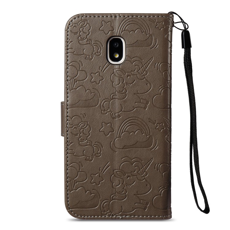 Imprint Unicorn Cloud Wallet Leather Cover for Samsung Galaxy J3 (2017) EU Version / J3 Pro (2017) - Brown-4