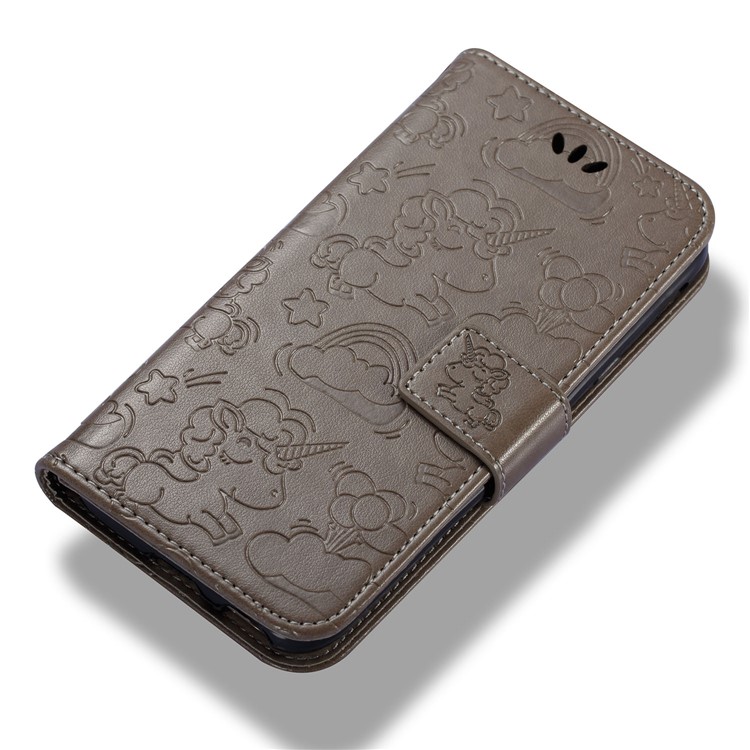 Imprint Unicorn Cloud Wallet Leather Cover for Samsung Galaxy J3 (2017) EU Version / J3 Pro (2017) - Brown-7